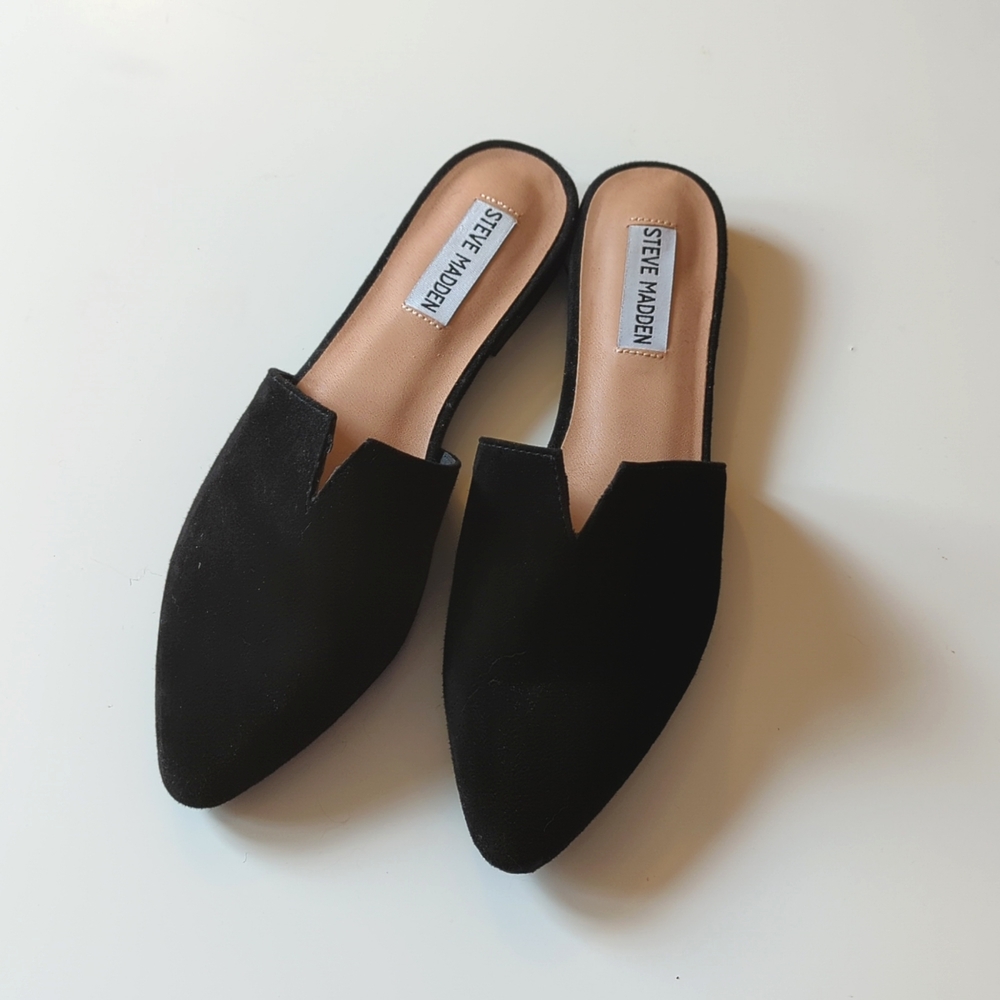 Steve Madden Black Suede Mules